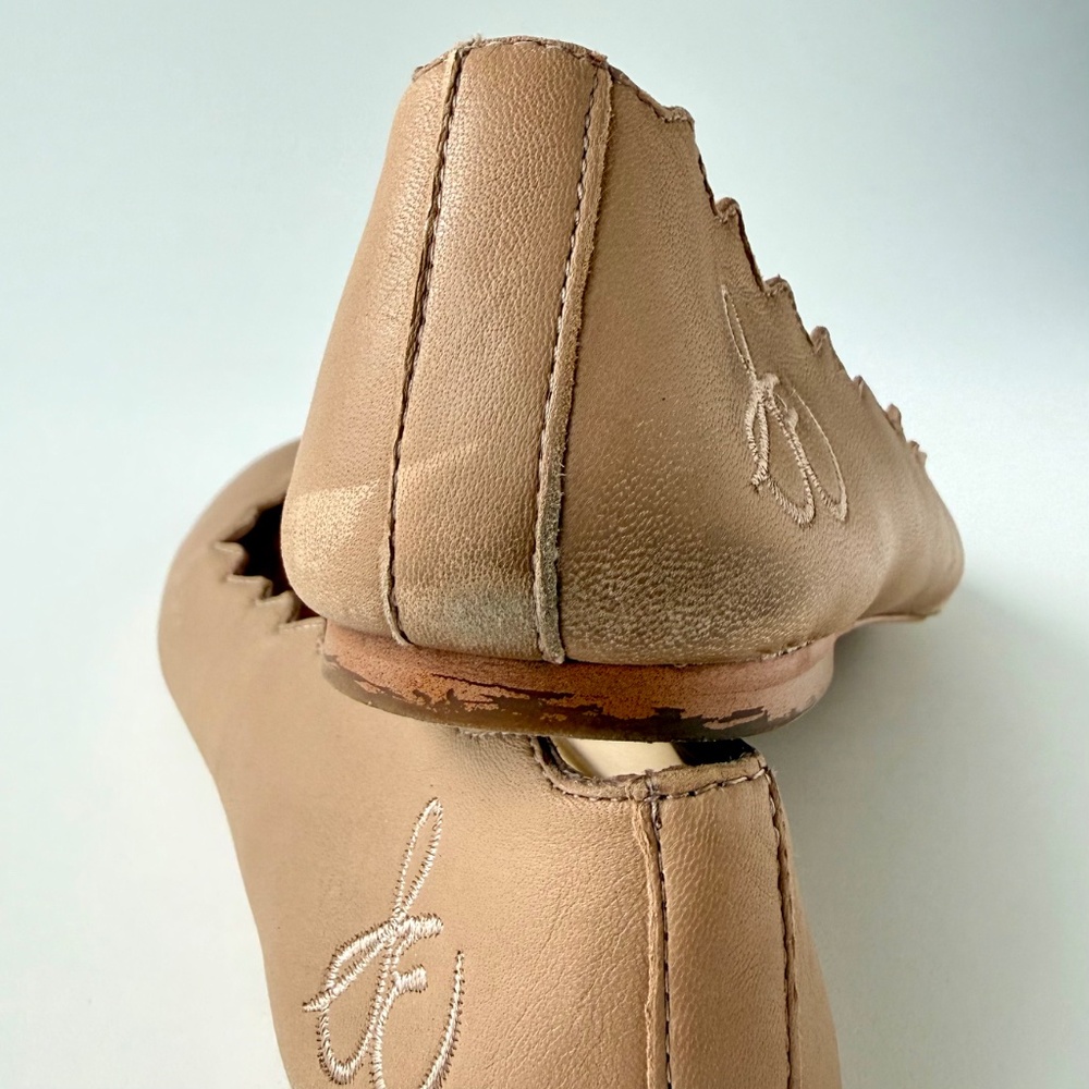 Sam Edelman Francis Classic Ballet Flats 9 Nude Leather Scalloped Edge - Picture 6 of 13